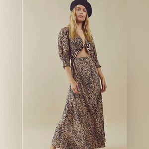 New Free People String Of Hearts Printed Maxi Dress XS Women Buttondown …